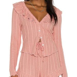 LPA Pointelle Coco Cardigan in Dusty Rose Size Large